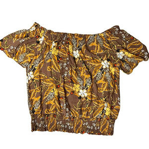Rachel Zoe Off The Shoulder Ruffle Floral Elastic Waist Top Size‎ M